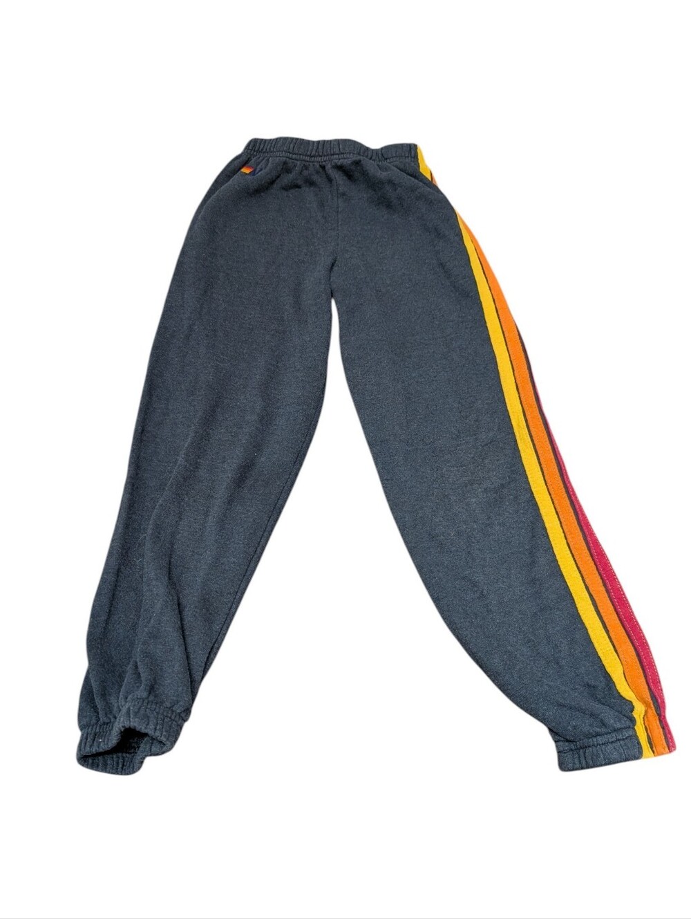Aviator Nation Kids Elastic Joggers 5 Stripe Charcoal Gray Pants (Size 8)